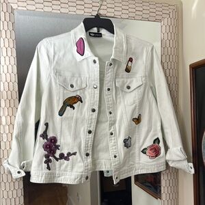 White Embroidered Denim Jacket